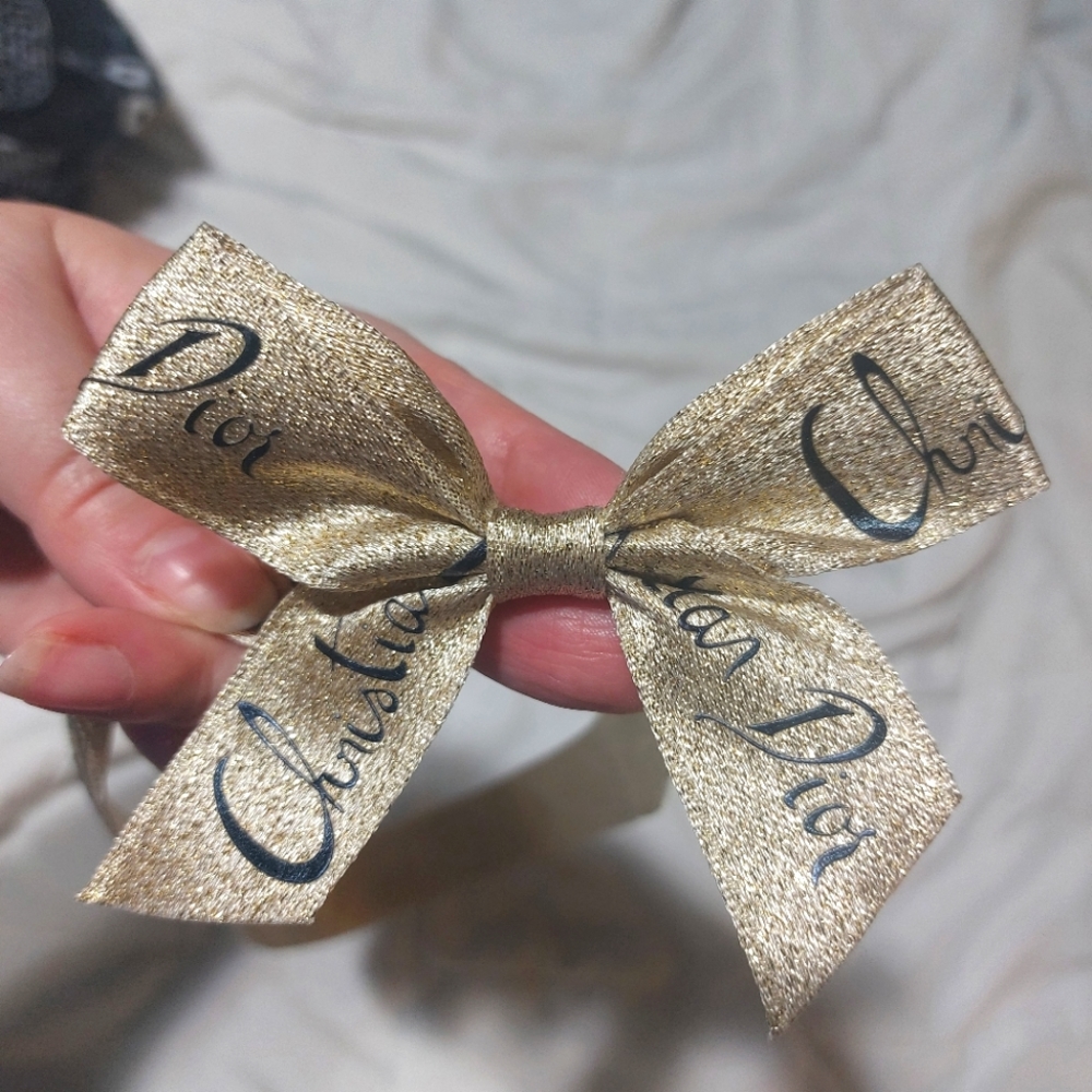 Christian Dior Gold Gift Bow Ribbon